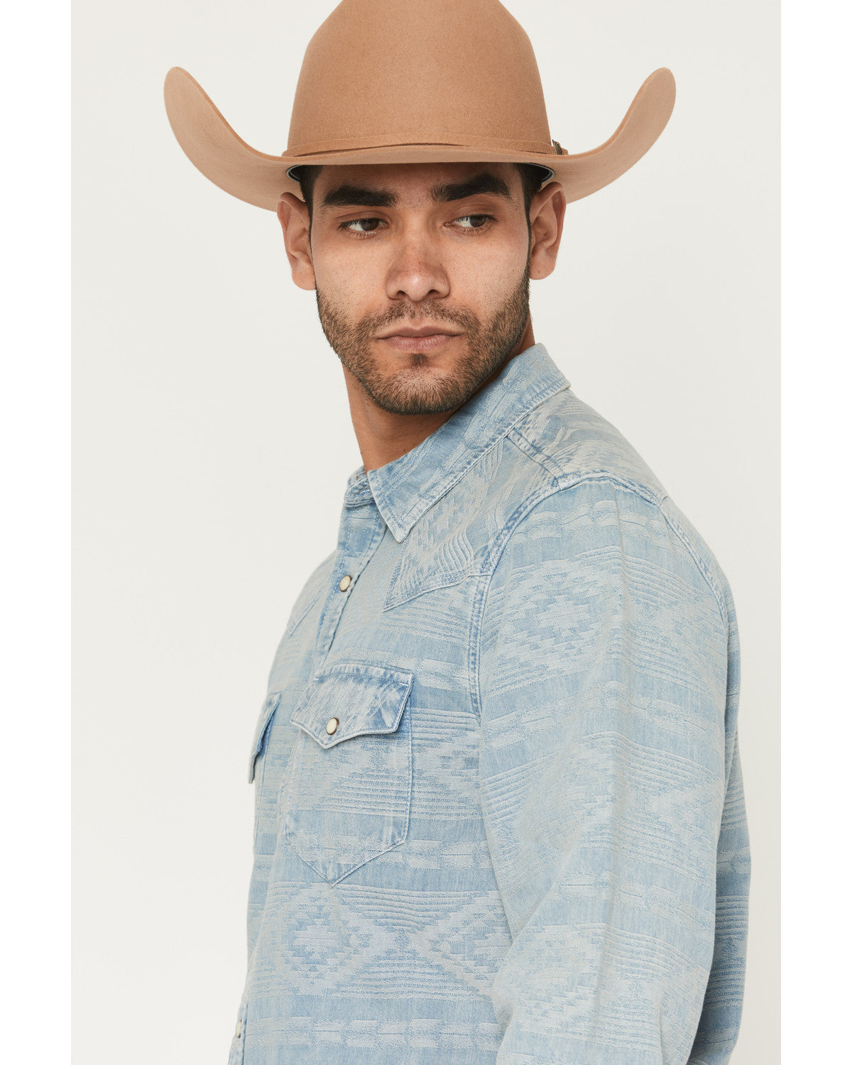 Men's Marley Tonal Southwestern Long Sleeve Snap Denim West | Cody James Clothing