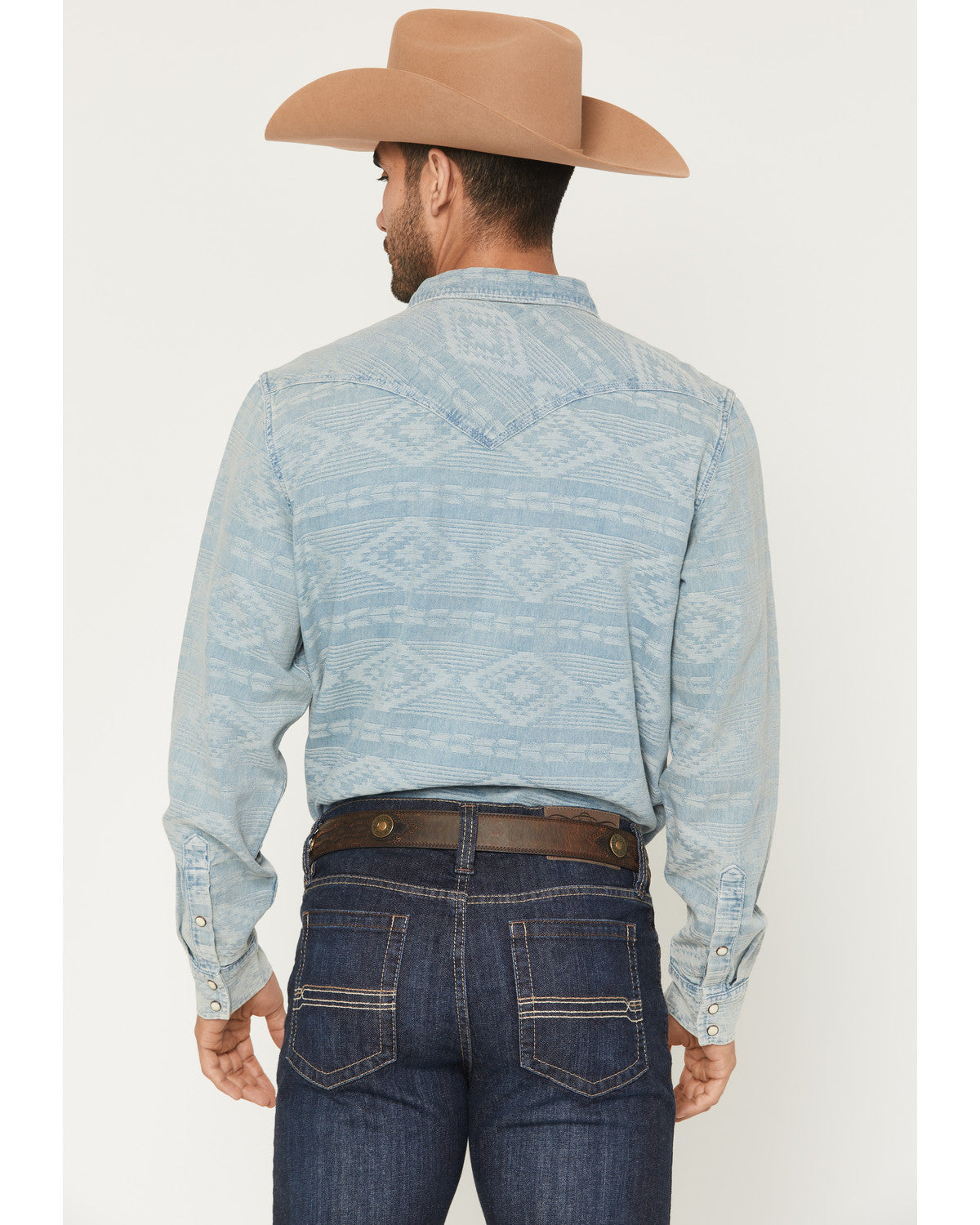 Men's Marley Tonal Southwestern Long Sleeve Snap Denim West | Cody James Clothing
