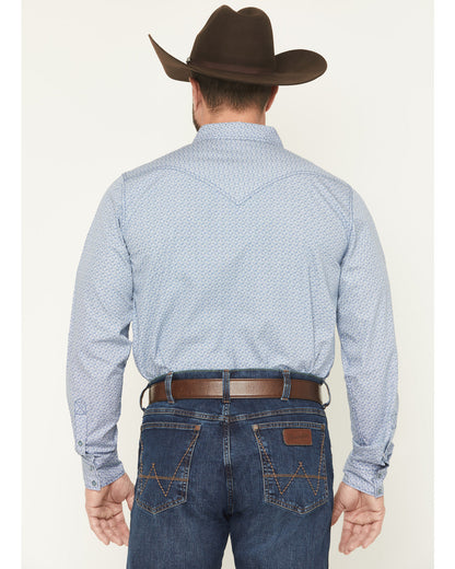 Men's Coastal Cowboy Micro Geo Print Long Sleeve Snap Weste | Cody James Clothing