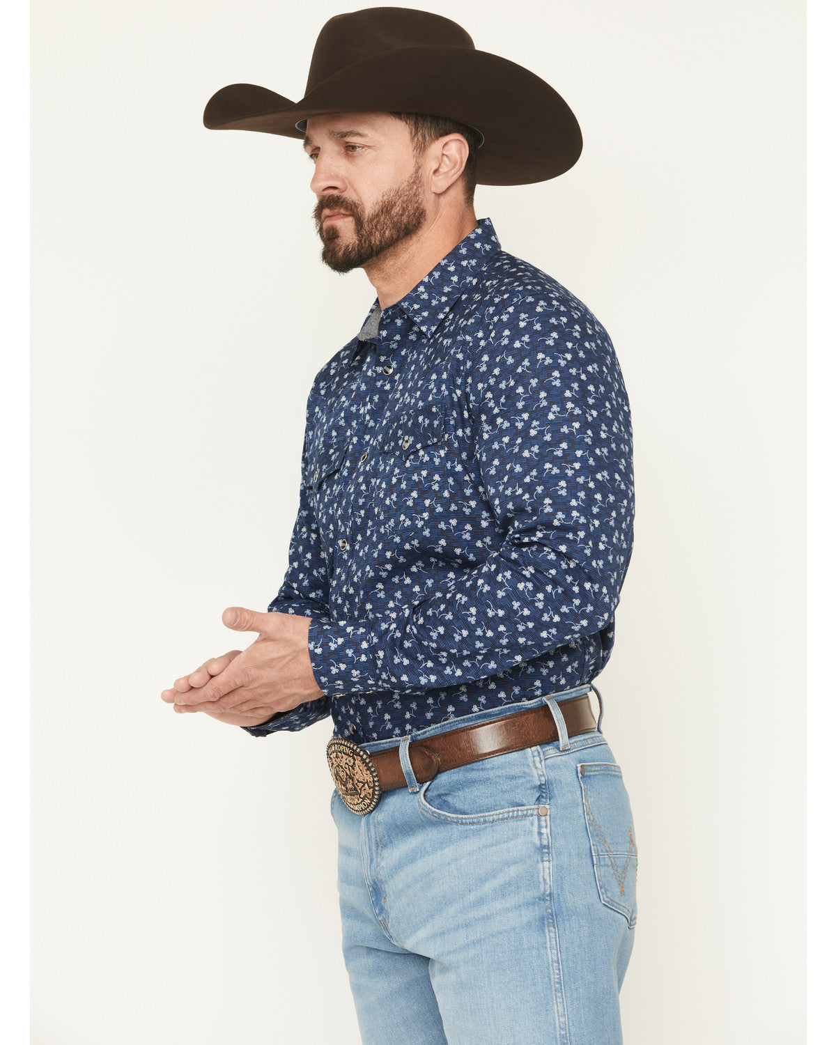 Men's Tidal Wave Micro Floral Print Long Sleeve Snap Wester | Cody James Clothing