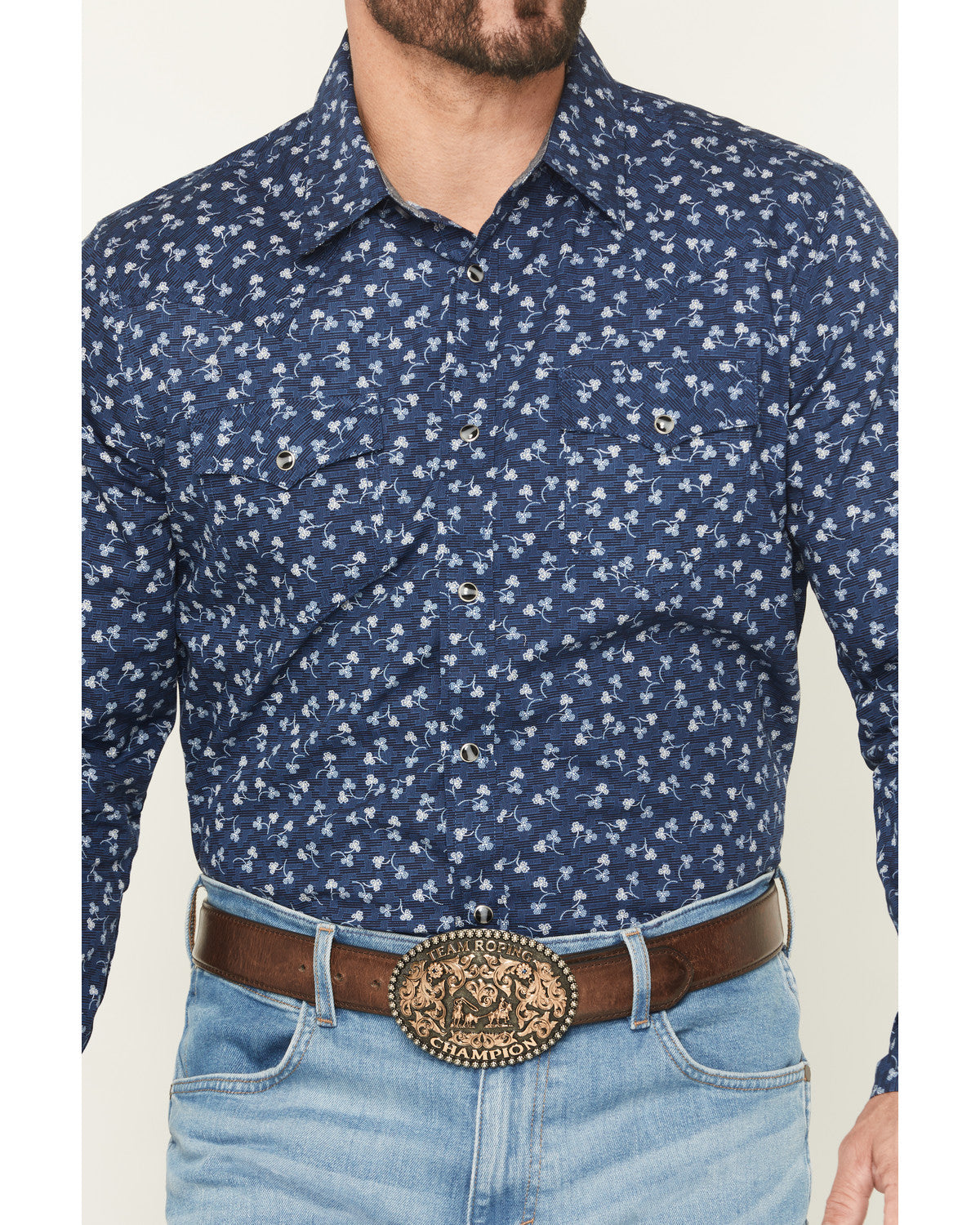 Men's Tidal Wave Micro Floral Print Long Sleeve Snap Wester | Cody James Clothing