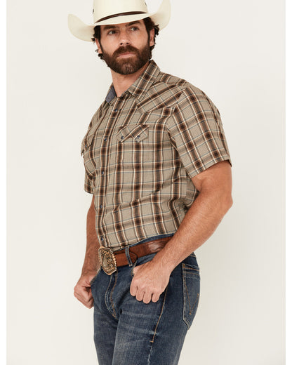Men's Poncho Plaid Print Short Sleeve Snap Western Shirt - | Cody James Clothing|Sale