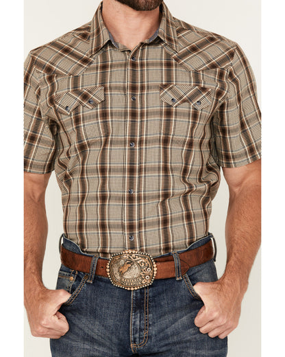 Men's Poncho Plaid Print Short Sleeve Snap Western Shirt - | Cody James Clothing|Sale