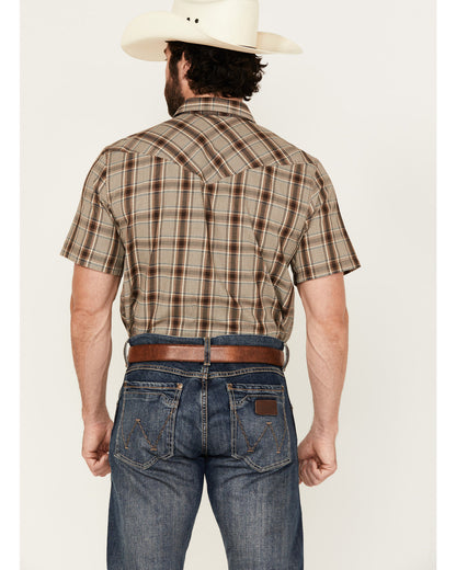 Men's Poncho Plaid Print Short Sleeve Snap Western Shirt - | Cody James Clothing|Sale