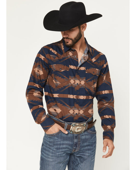 Men's Red River Range Southwestern Print Long Sleeve Snap W | Cody James Clothing