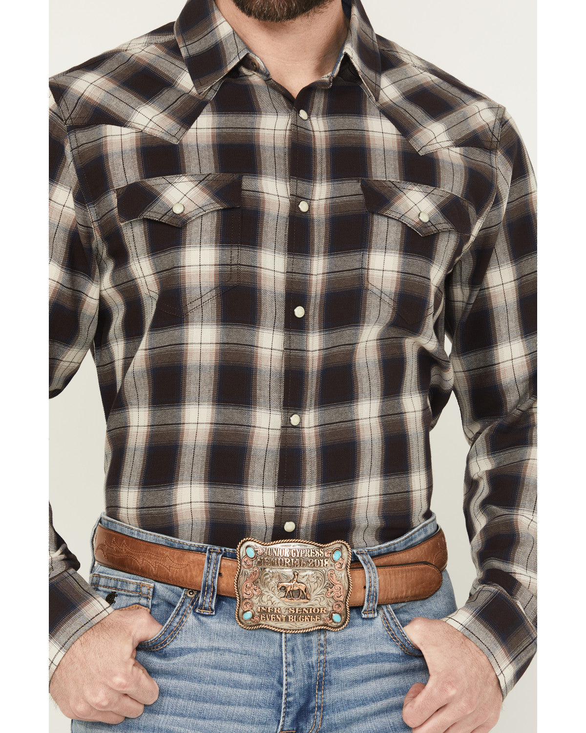 Men's Cowboy Code Plaid Print Long Sleeve Snap Western Shir | Cody James Clothing