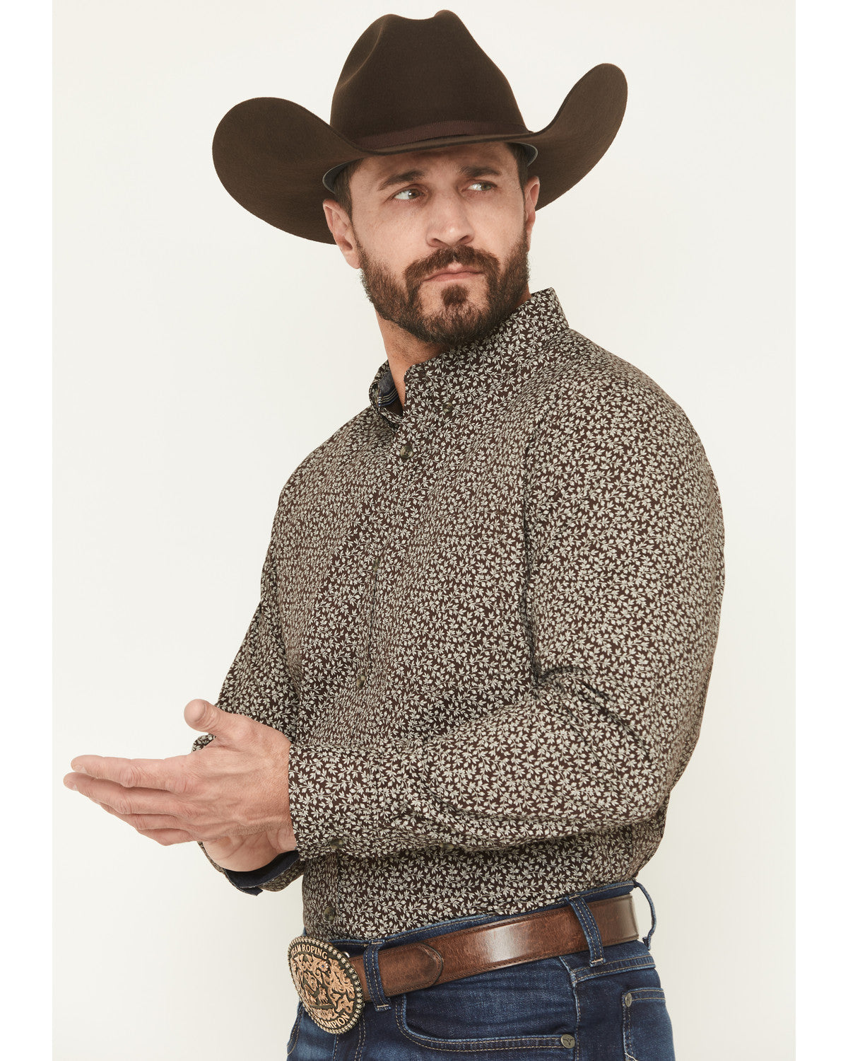 Men's Denali Ridge Micro Floral Print Long Sleeve Snap West | Cody James Clothing