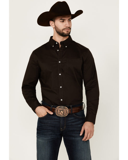 Men's Basic Solid Long Sleeve Button-Down Stretch Western S | Cody James Clothing