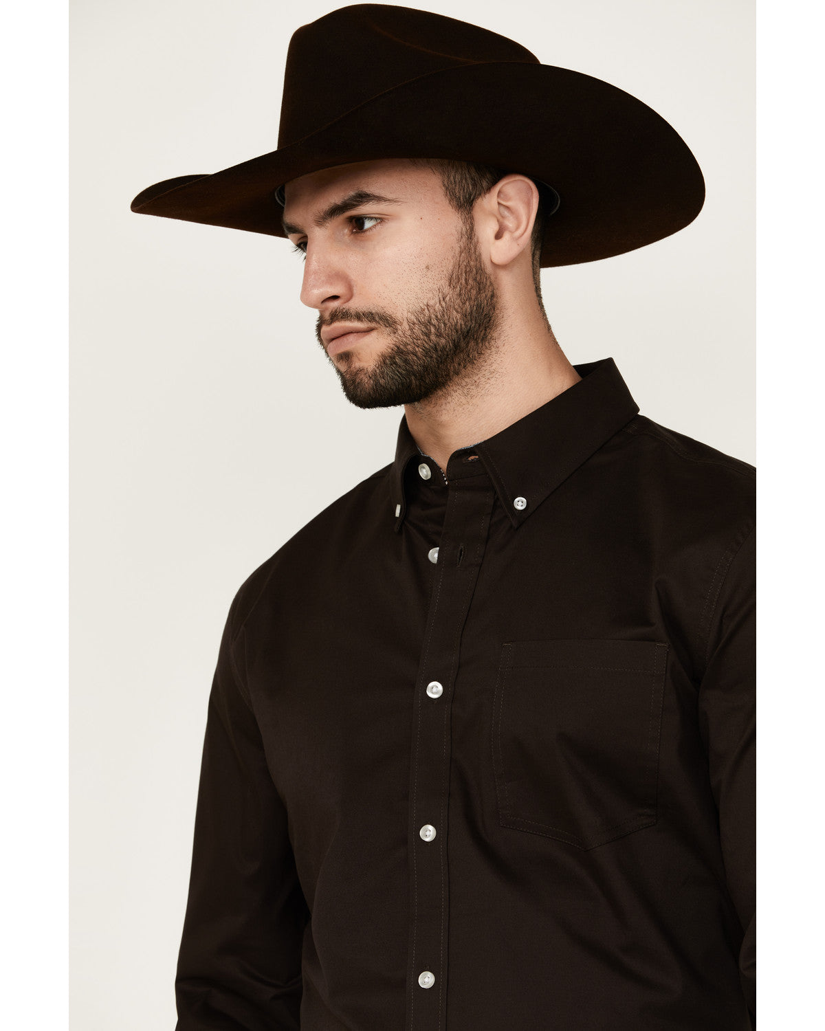 Men's Basic Solid Long Sleeve Button-Down Stretch Western S | Cody James Clothing