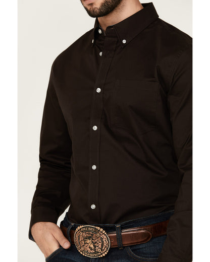 Men's Basic Solid Long Sleeve Button-Down Stretch Western S | Cody James Clothing