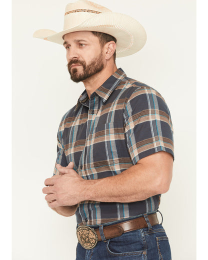 Men's High Plains Ranch Plaid Print Short Sleeve Button-Dow | Cody James Clothing