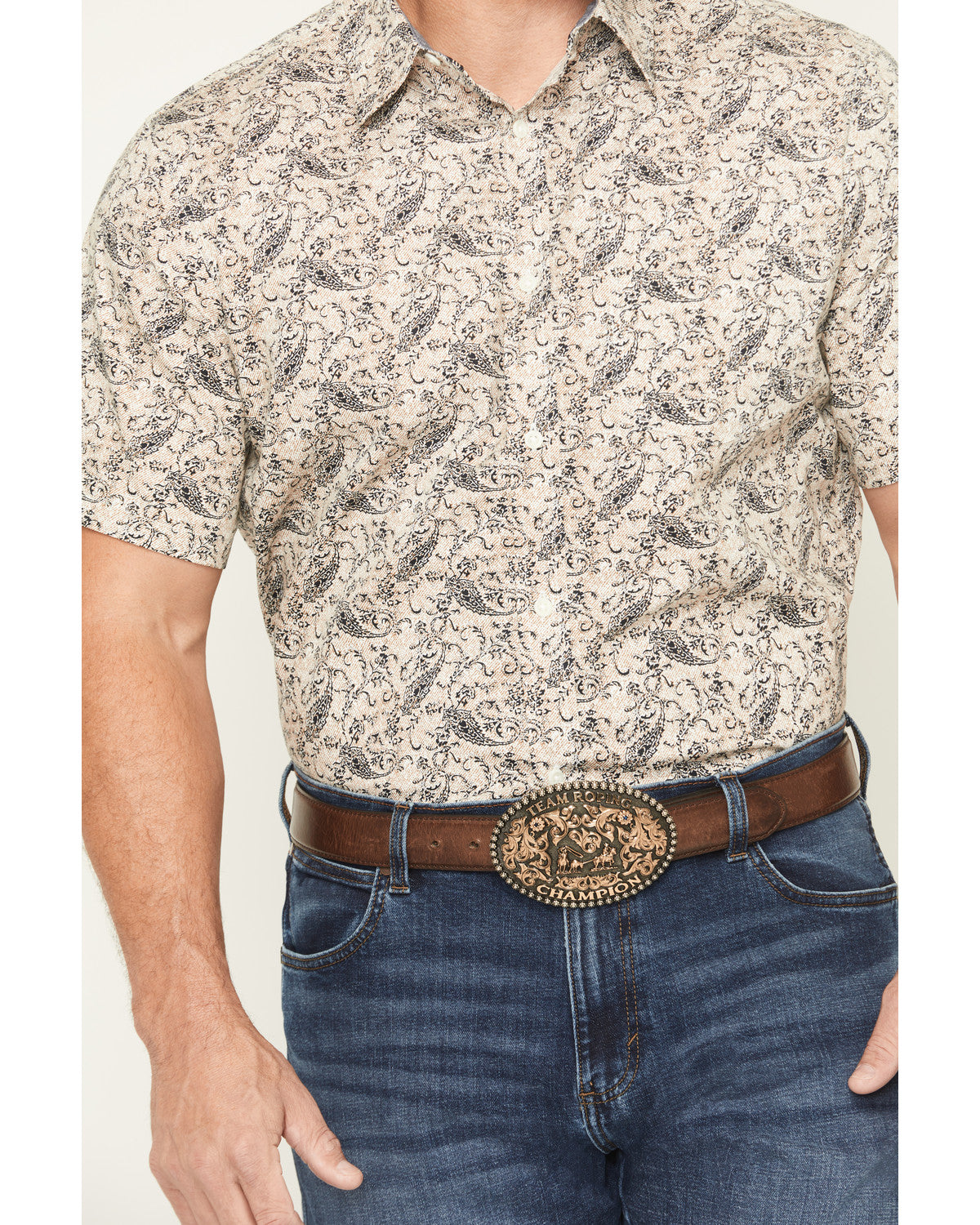 Men's Mustang Mode Paisley Print Short Sleeve Button-Down S | Cody James Clothing