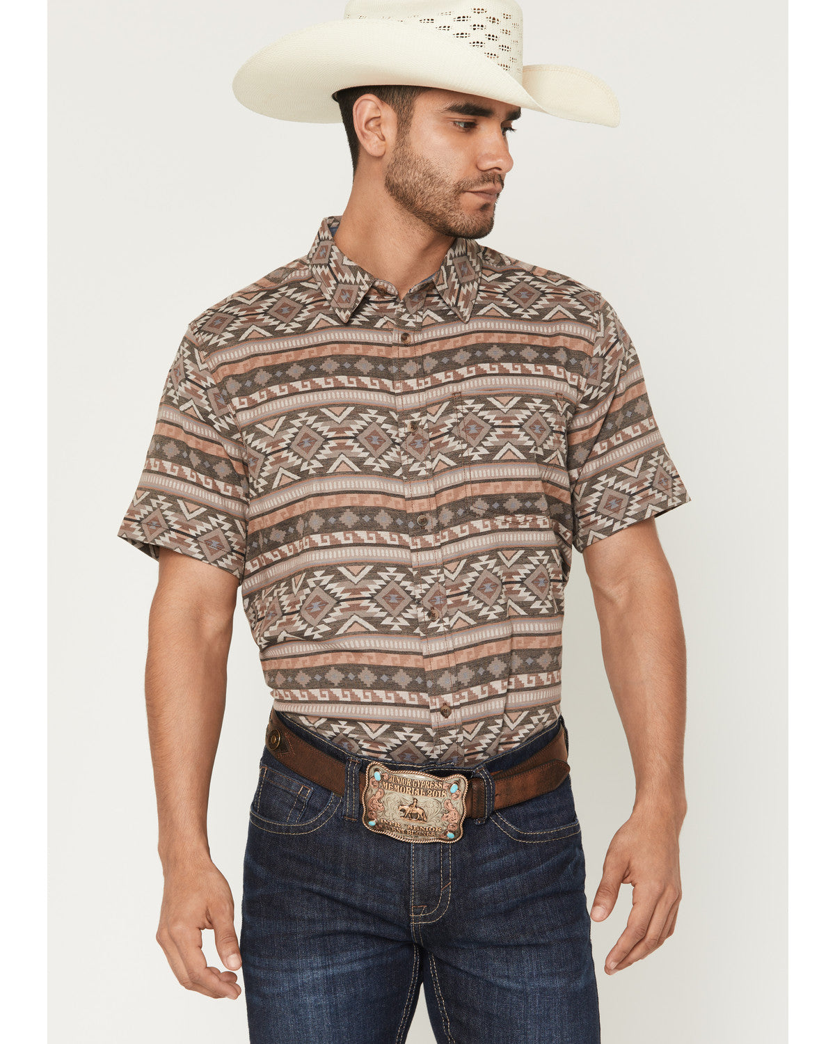 Men's Captain Southwestern Print Short Sleeve Button-Down S | Cody James Clothing