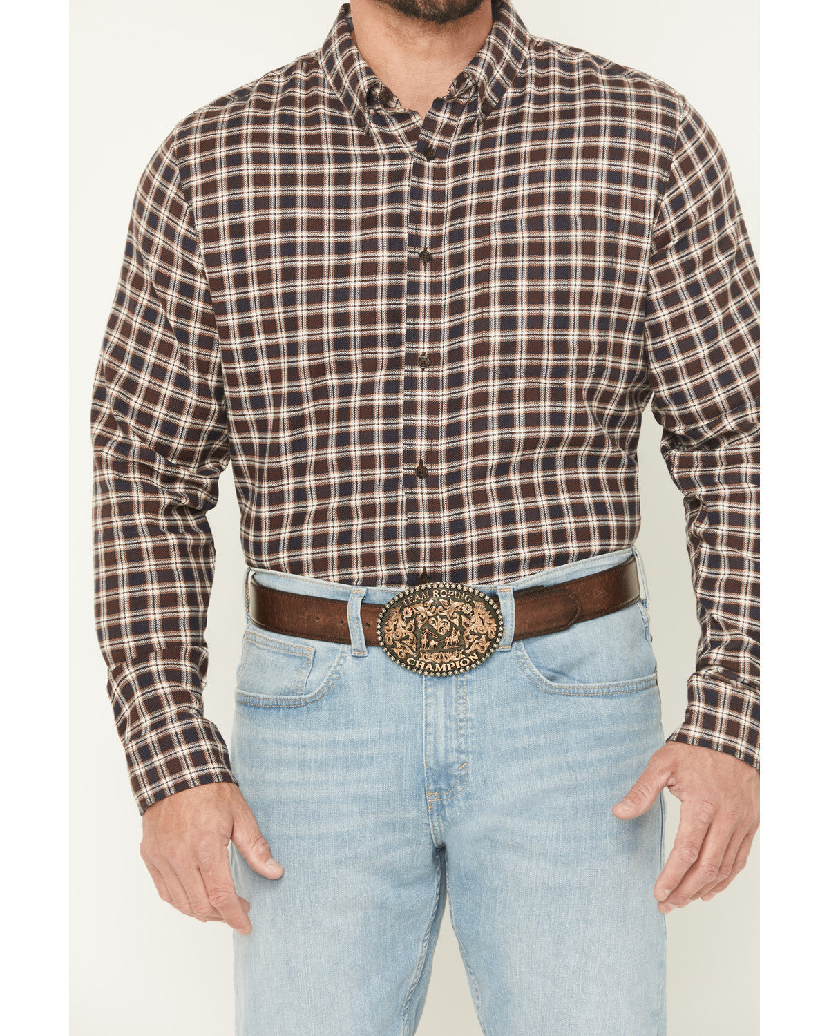 Men's Rodeo Ridge Plaid Print Long Sleeve Button-Down Stret | Cody James Clothing