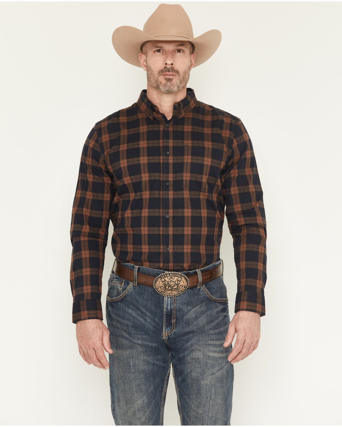 Men's Rodeo Frontier Plaid Print Long Sleeve Button-Down St | Cody James Clothing