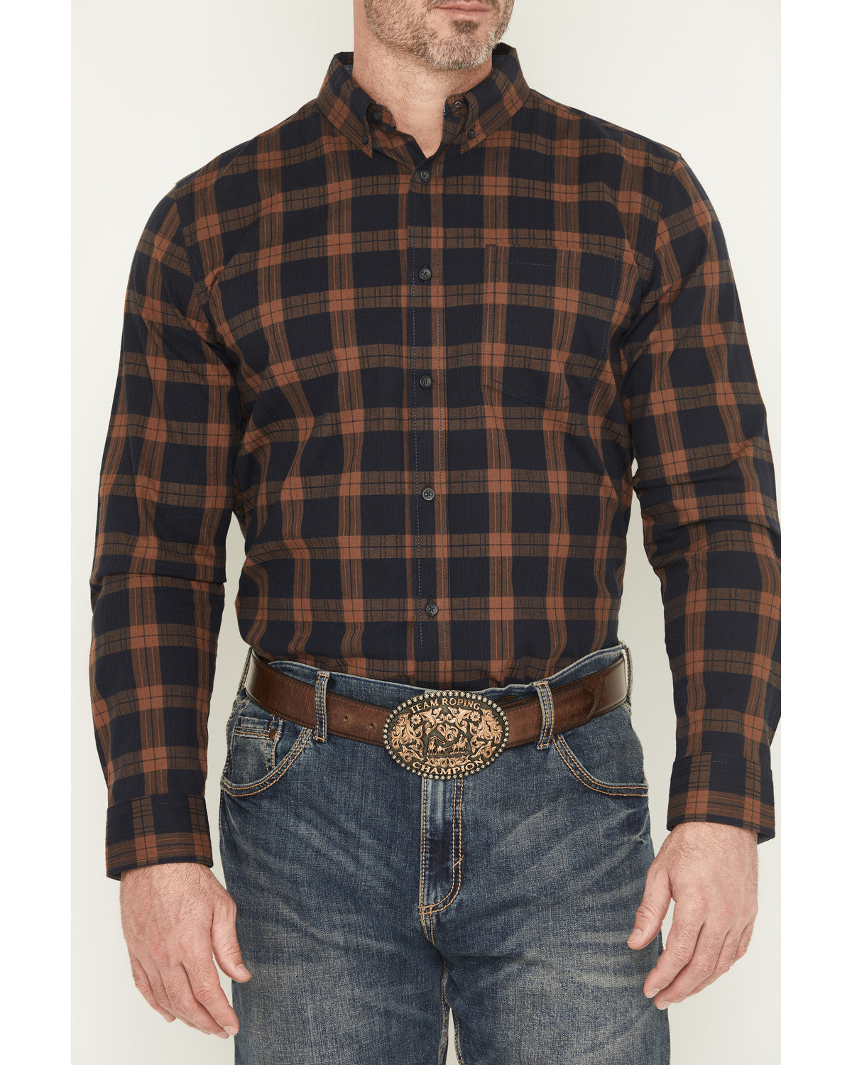 Men's Rodeo Frontier Plaid Print Long Sleeve Button-Down St | Cody James Clothing
