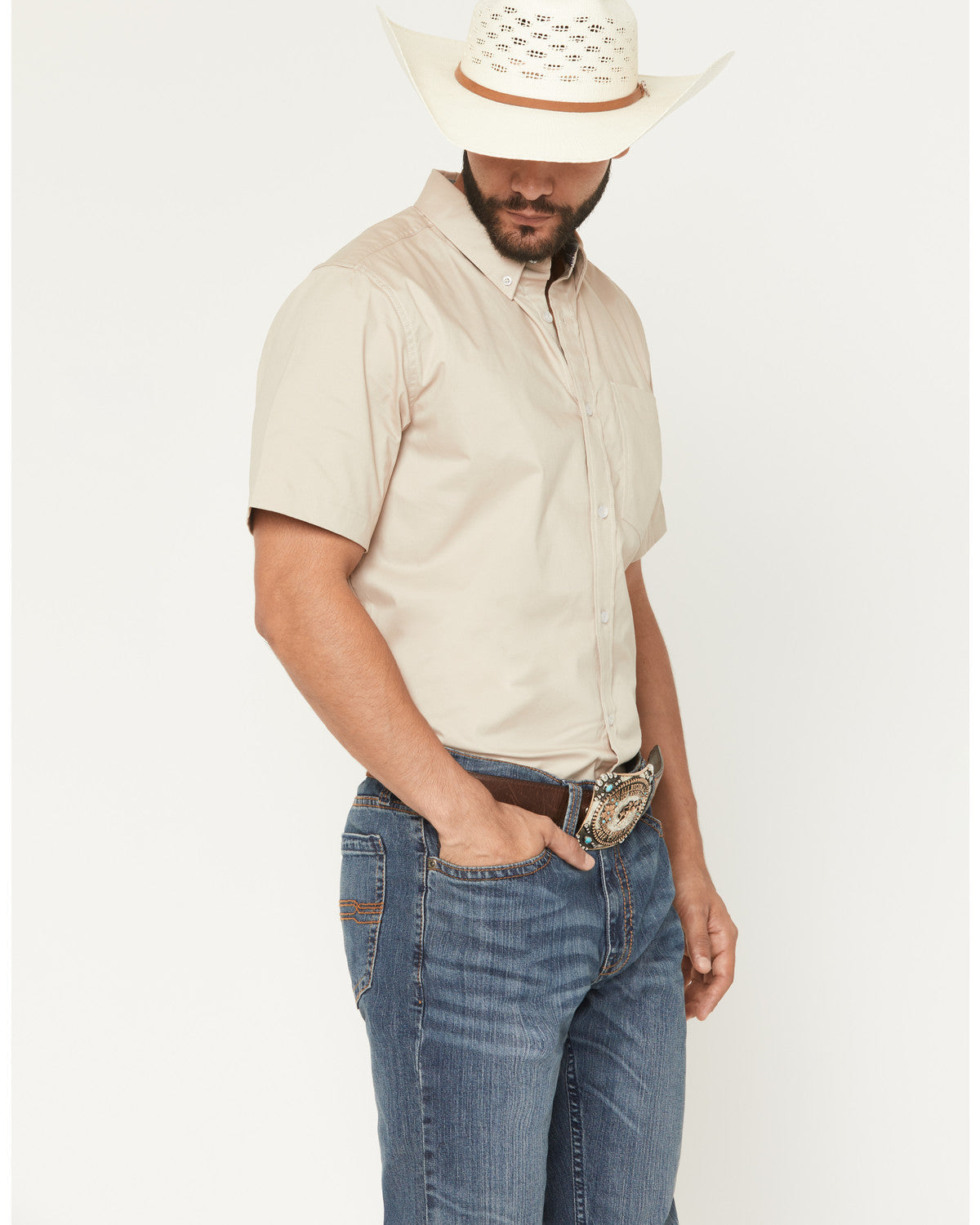 Men's Basic Twill Short Sleeve Button-Down Stretch Western | Cody James Clothing