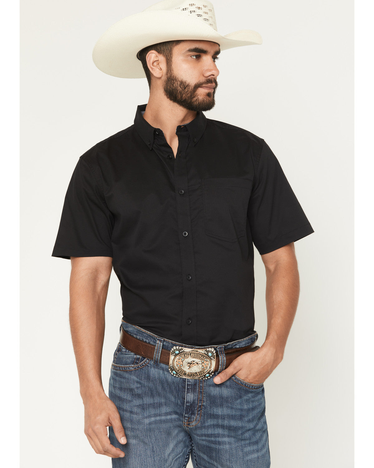 Men's Basic Twill Short Sleeve Button-Down Stretch Western | Cody James Clothing