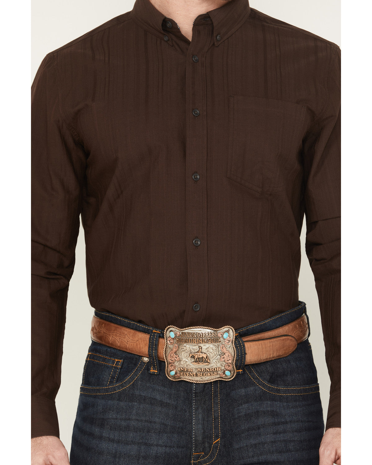 Men's Old West Tonal Striped Print Long Sleeve Button-Down | Cody James Clothing