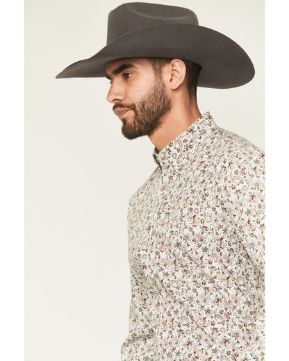 Men's Picher Floral Print Long Sleeve Button-Down Stretch W | Cody James Clothing