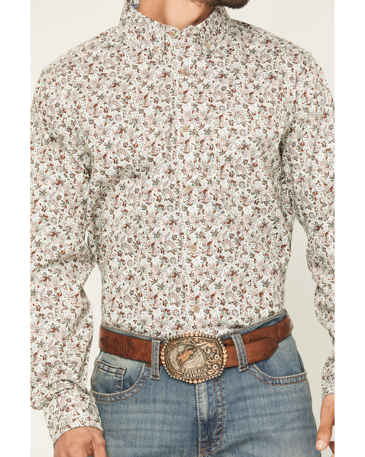 Men's Picher Floral Print Long Sleeve Button-Down Stretch W | Cody James Clothing
