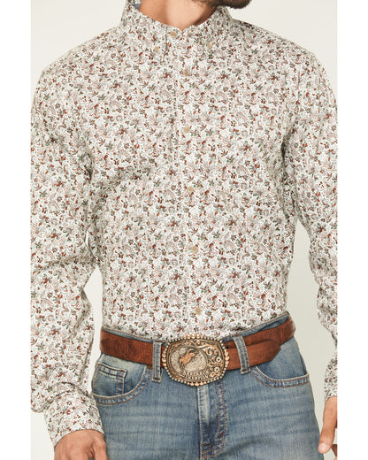 Men's Picher Floral Print Long Sleeve Button-Down Stretch W | Cody James Clothing
