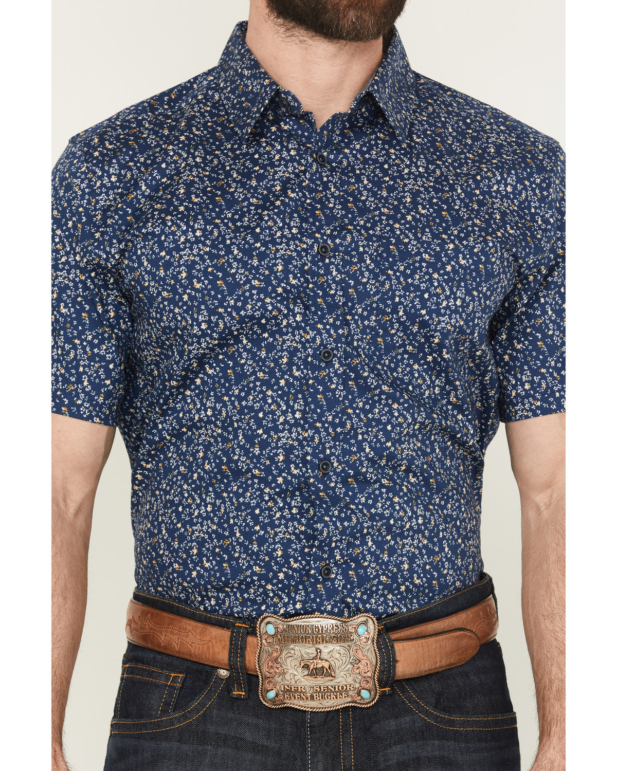 Men's Vanguard Floral Print Short Sleeve Button-Down Stretc | Cody James Clothing|Sale