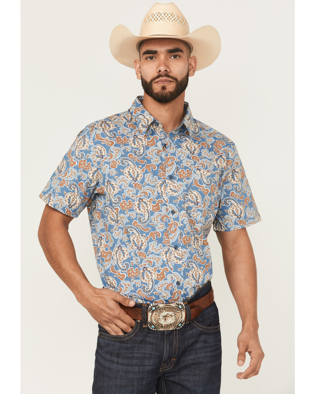 Men's Boise Paisley Print Short Sleeve Button-Down Stretch | Cody James Clothing|Sale