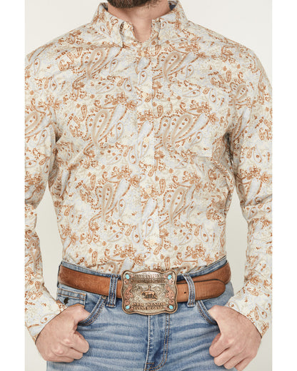 Men's Porter Floral Print Long Sleeve Button-Down Stretch W | Cody James Clothing