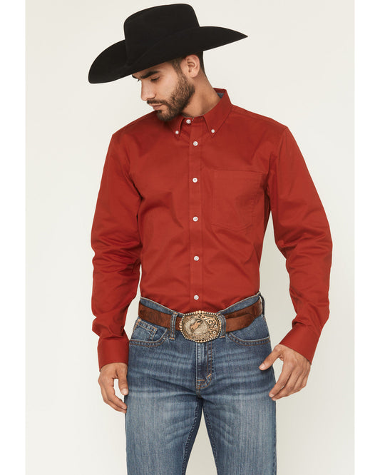 Men's Basic Twill Long Sleeve Button-Down Performance Weste | Cody James Clothing