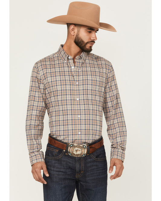 Men's Let's Mosey Plaid Print Long Sleeve Button-Down Stret | Cody James Clothing