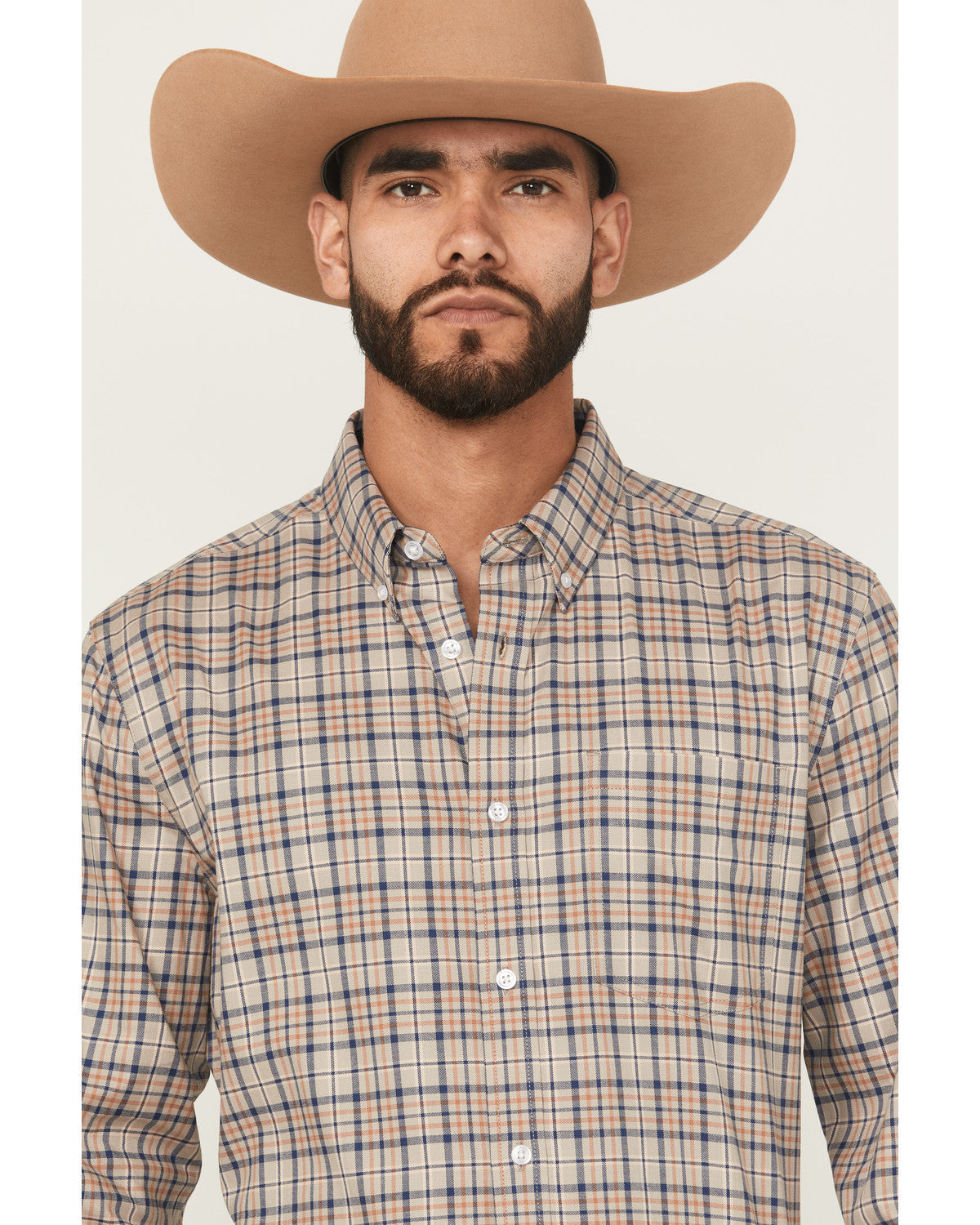Men's Let's Mosey Plaid Print Long Sleeve Button-Down Stret | Cody James Clothing