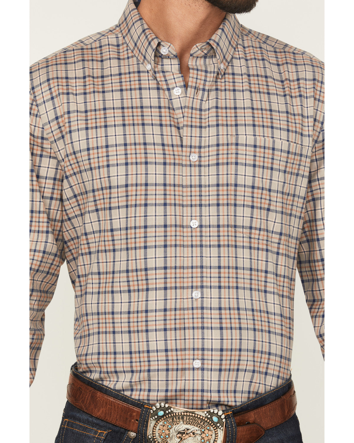 Men's Let's Mosey Plaid Print Long Sleeve Button-Down Stret | Cody James Clothing