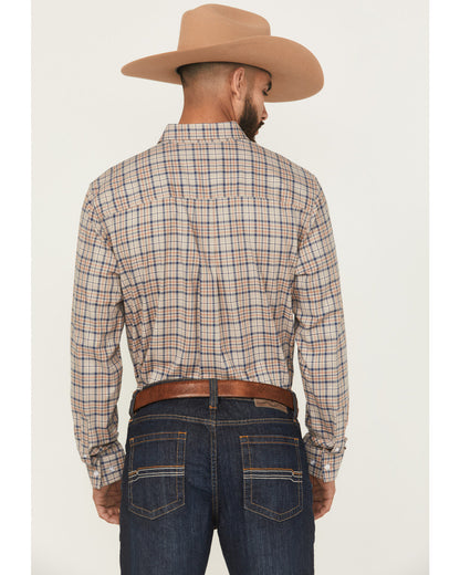 Men's Let's Mosey Plaid Print Long Sleeve Button-Down Stret | Cody James Clothing