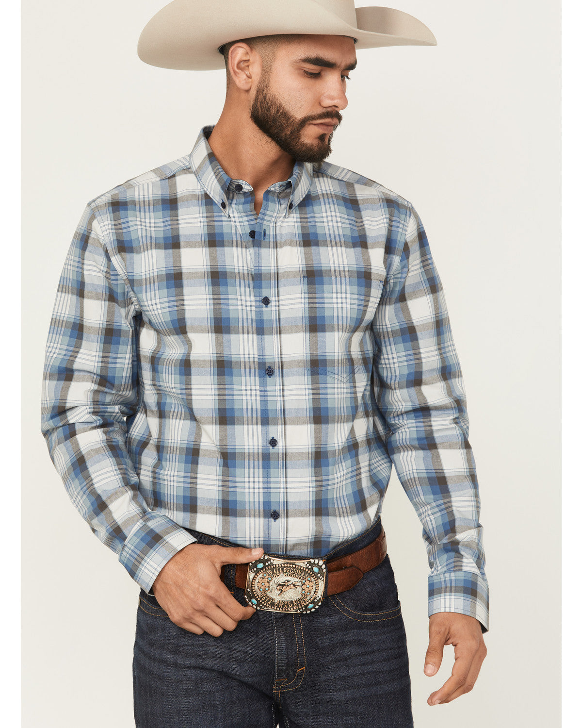 Men's Howdy Duty Plaid Print Long Sleeve Button-Down Wester | Cody James Clothing