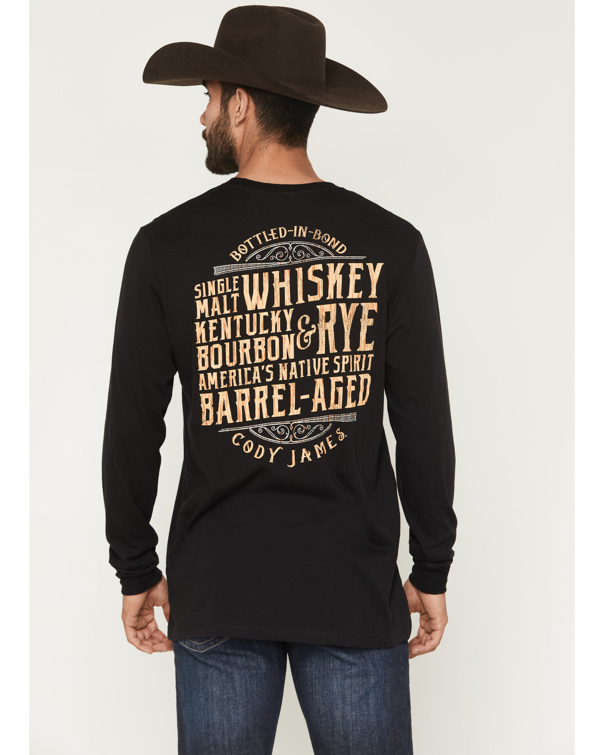 Men's Whiskey Verbiage Long Sleeve Graphic T-Shirt | Cody James Clothing