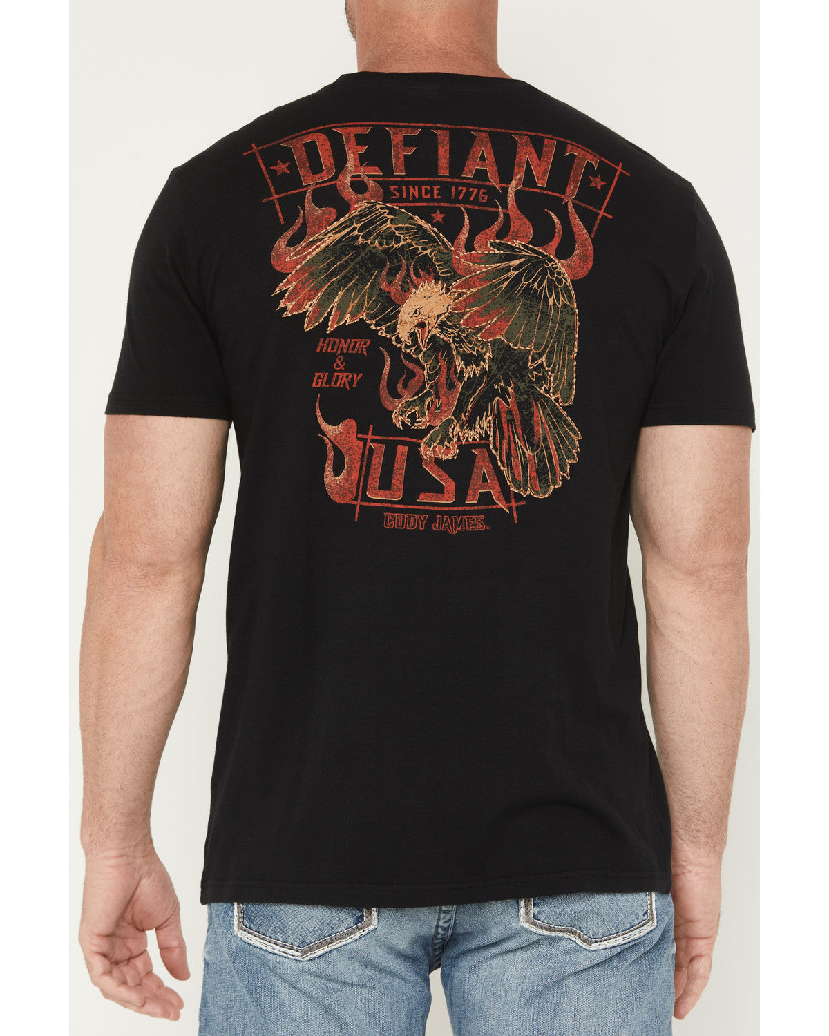 Men's Honor and Glory Eagle Embroidered Short Sleeve Graphi | Cody James Clothing