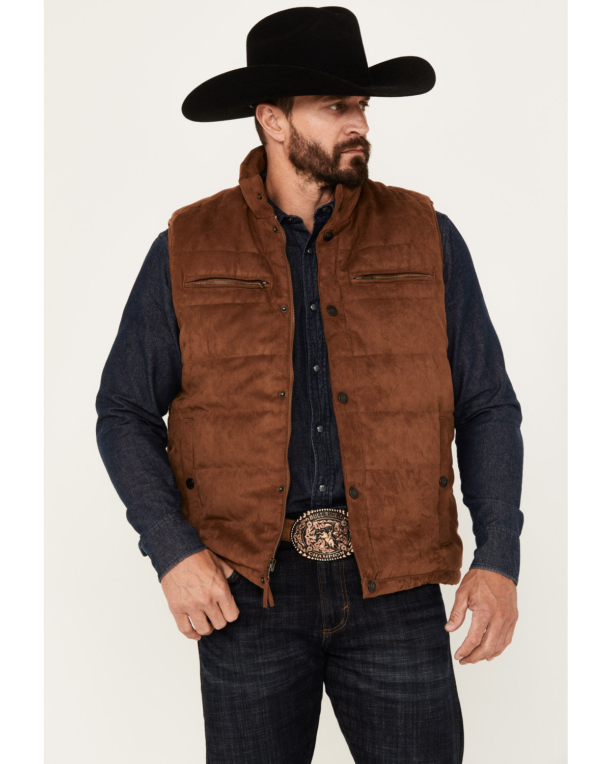 Men's Faux Suede Puffer Vest | Cody James Clothing