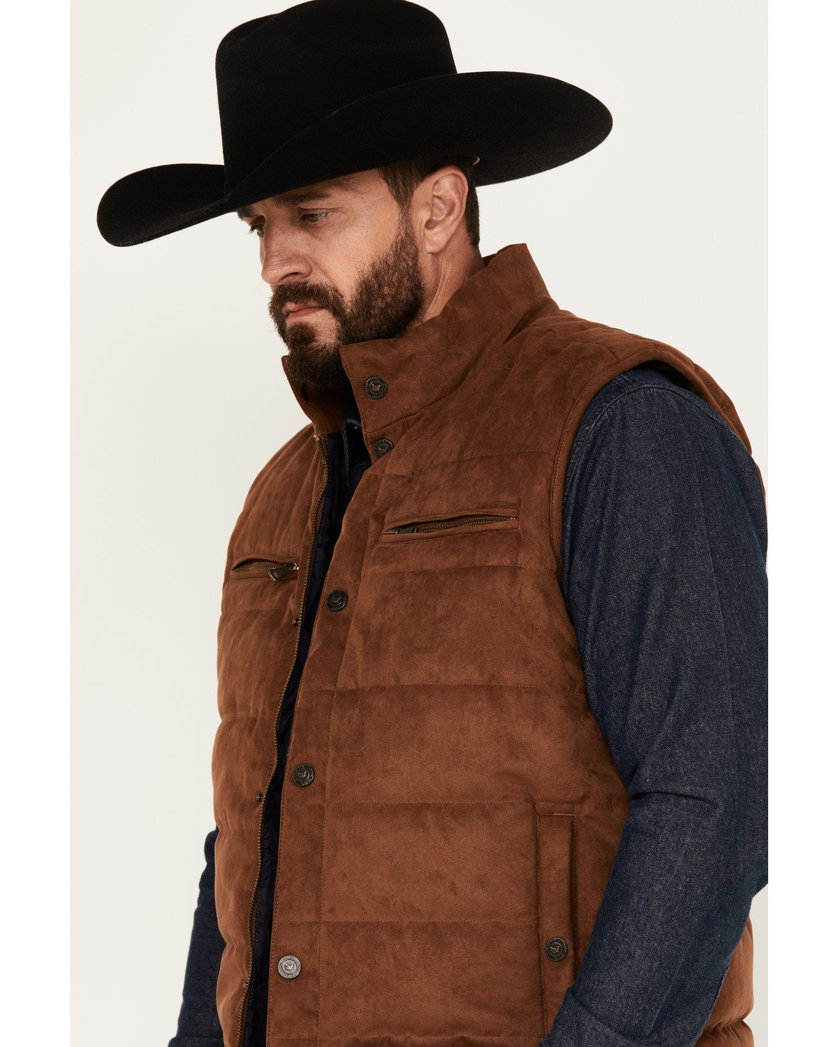 Men's Faux Suede Puffer Vest | Cody James Clothing