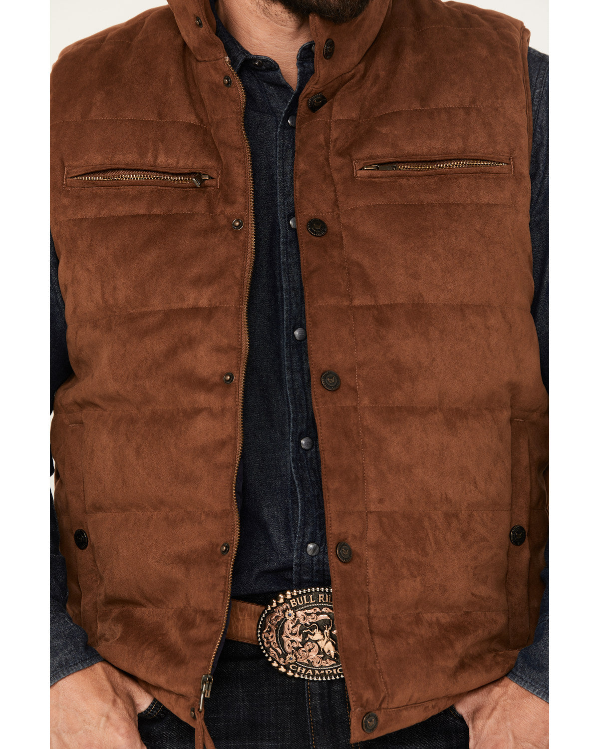 Men's Faux Suede Puffer Vest | Cody James Clothing