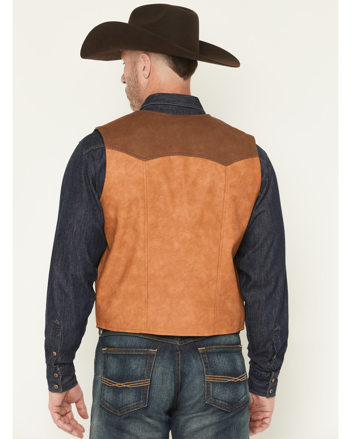Men's Buckaroo Colorblock Faux Leather Button-Down Vest | Cody James Clothing