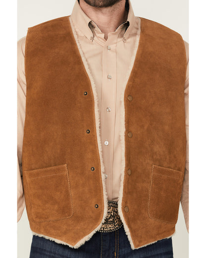 Men's Sherpa Lined Suede Snap Vest | Cody James Clothing|Sale
