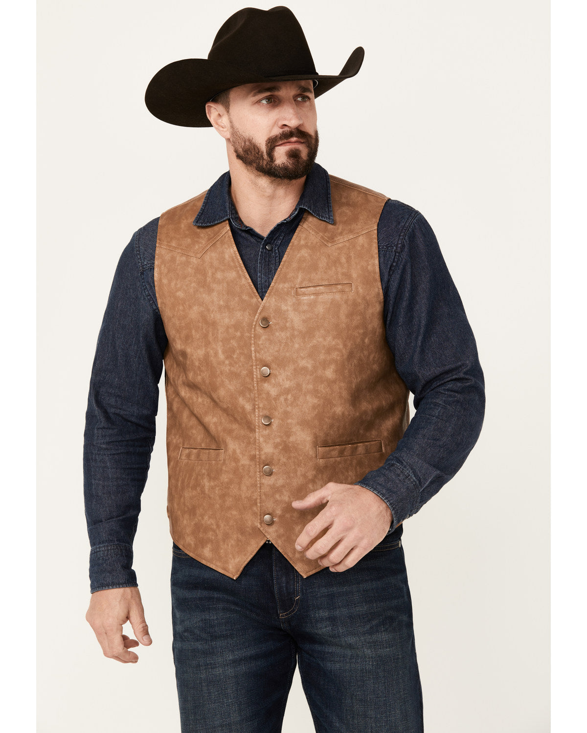 Men's Hoof Print Faux Leather Vest | Cody James Clothing