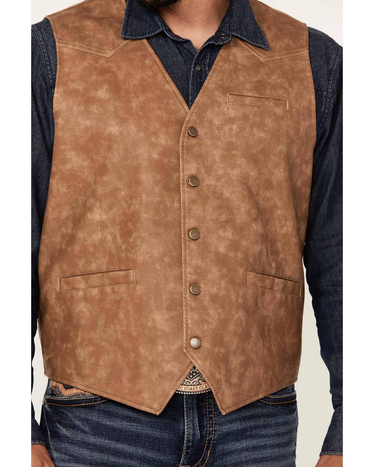 Men's Hoof Print Faux Leather Vest | Cody James Clothing