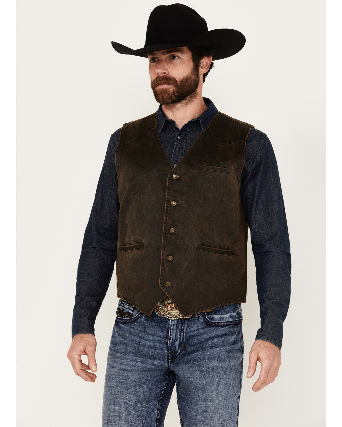 Men's Pancho Villa Oilskin Button-Front Western Vest | Cody James Clothing