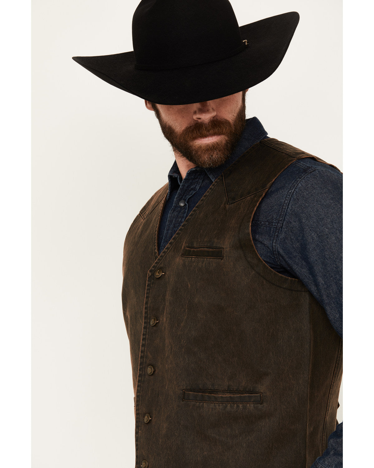 Men's Pancho Villa Oilskin Button-Front Western Vest | Cody James Clothing