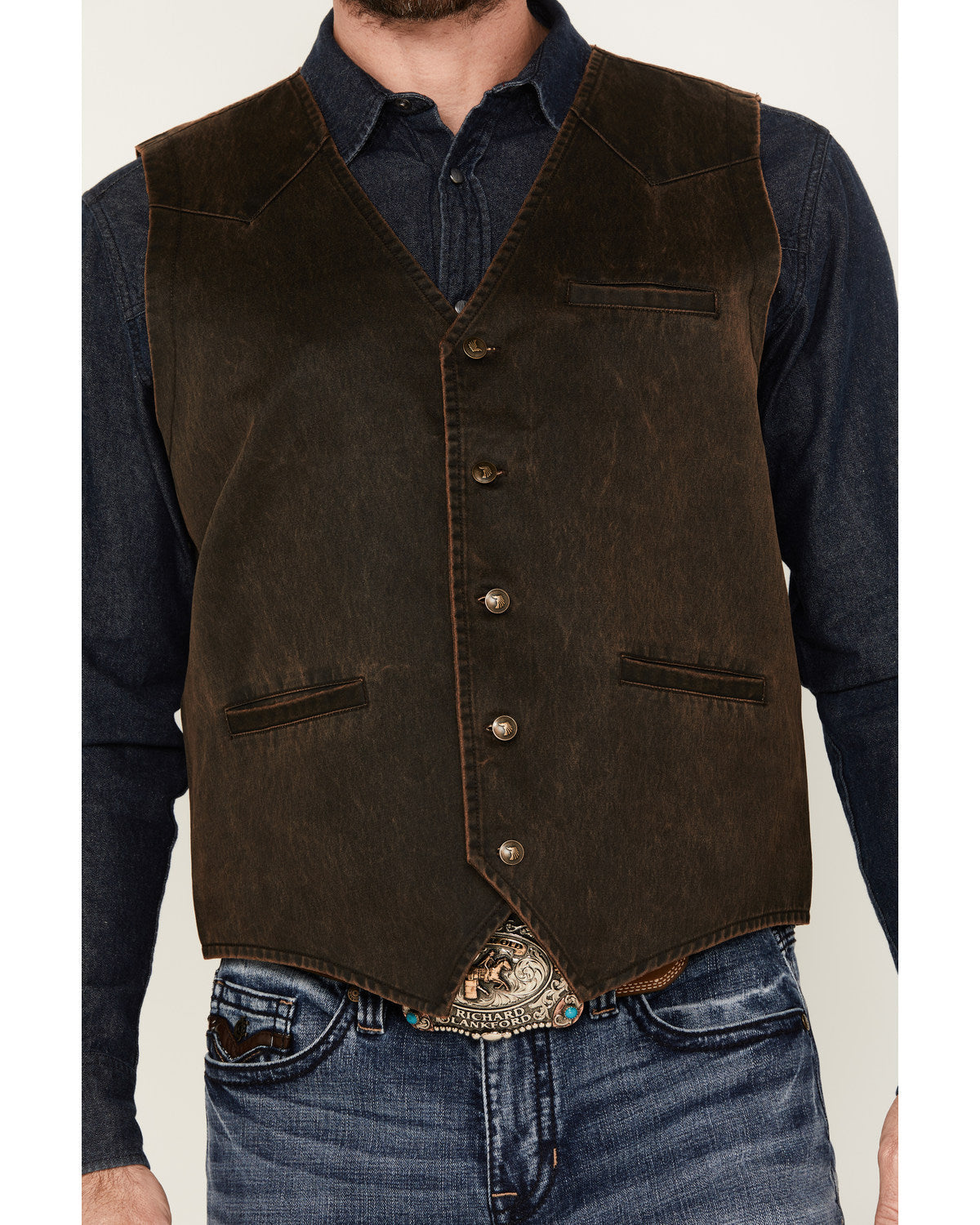 Men's Pancho Villa Oilskin Button-Front Western Vest | Cody James Clothing