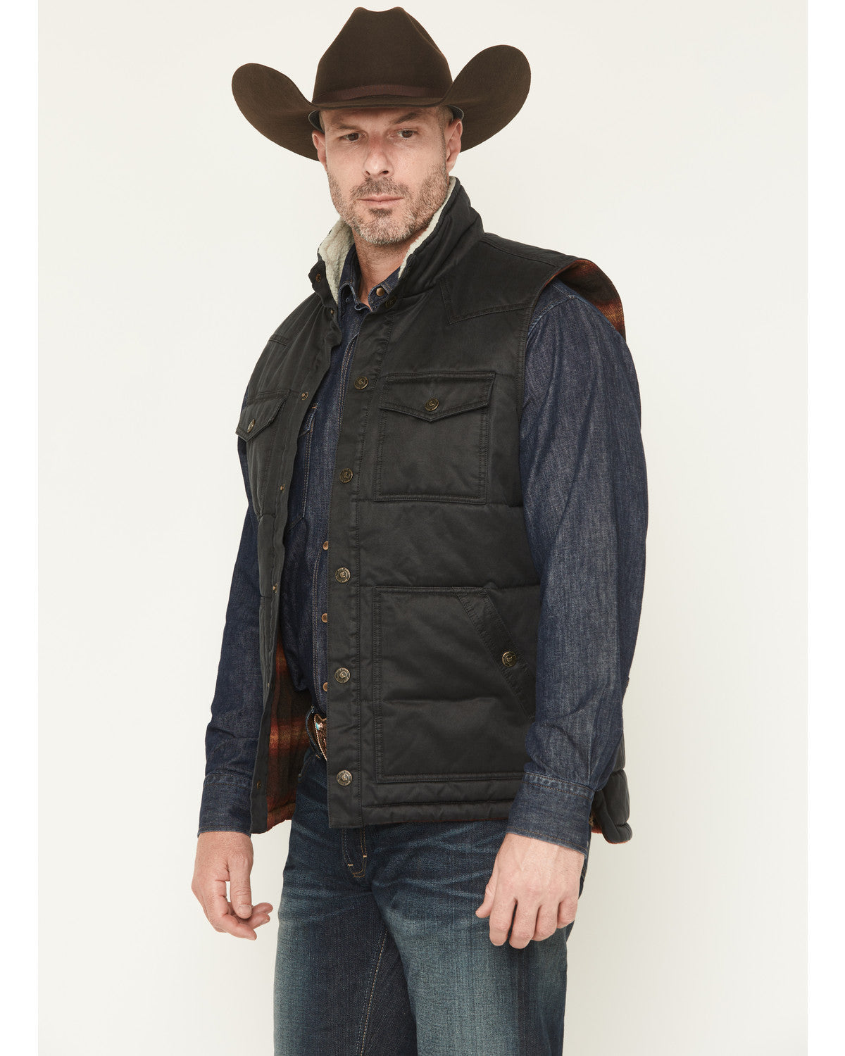 Men's Oil Slick Snap Lined Vest - Big | Cody James Clothing