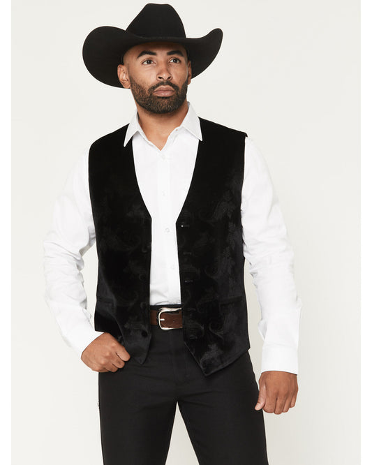 Men's Velvet Paisley Print Western Dress Vest | Cody James Clothing|Sale