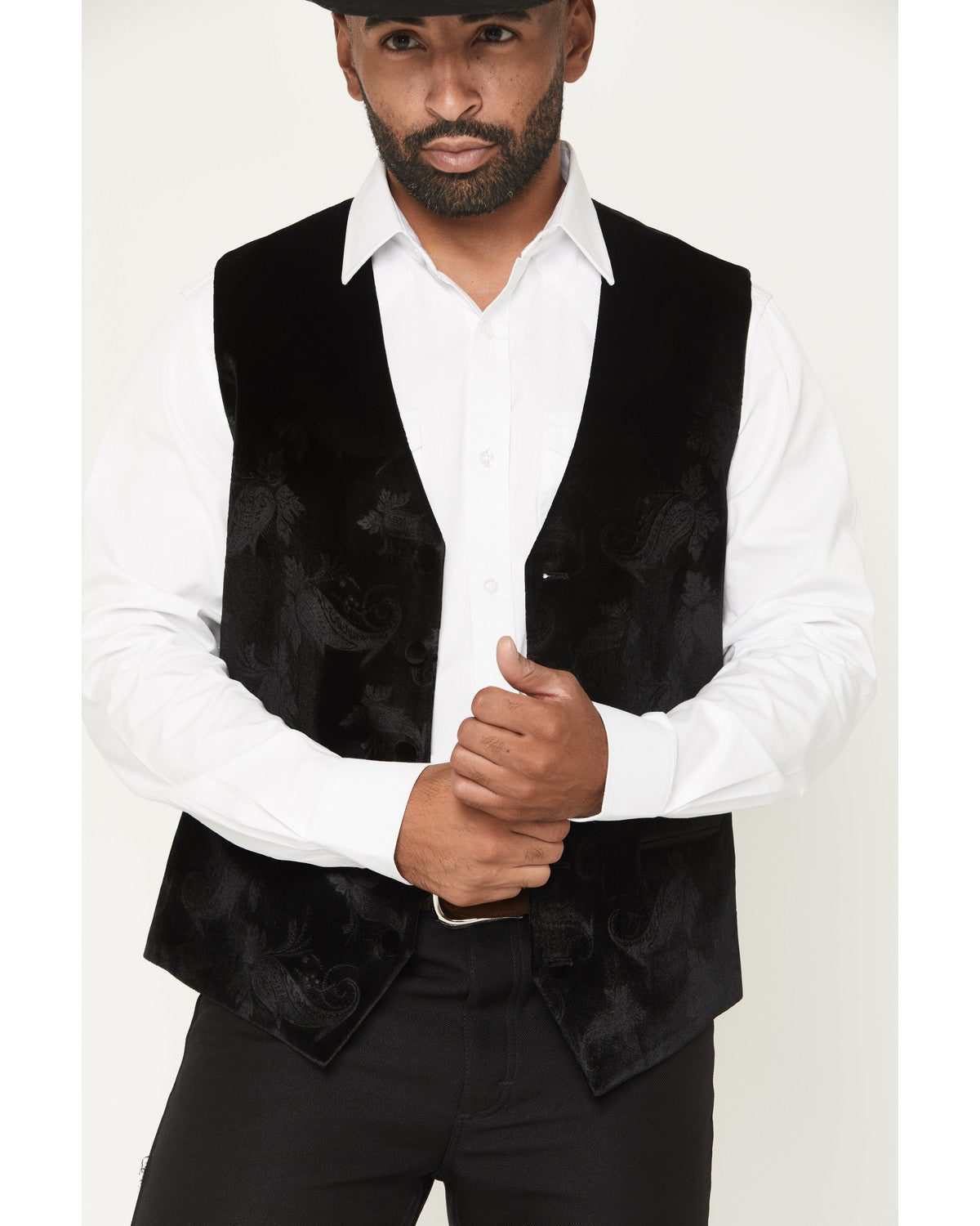 Men's Velvet Paisley Print Western Dress Vest | Cody James Clothing|Sale